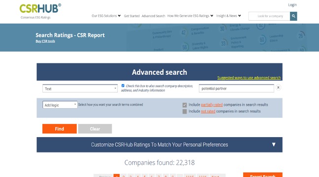 CSRHub search engine CSR ratings