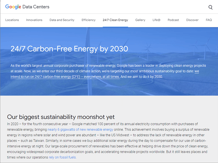Google Data Centers - 24/7 Carbon-Free Energy by 2030