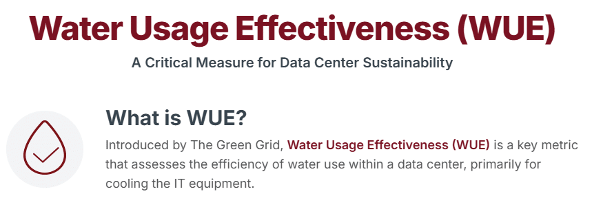 Water Usage Effectiveness (WUE) - A Critical Measure for Data Center Sustainability